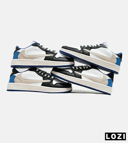 کفش کتانی مردانه کرم سفید مشکی NIKE travis scott