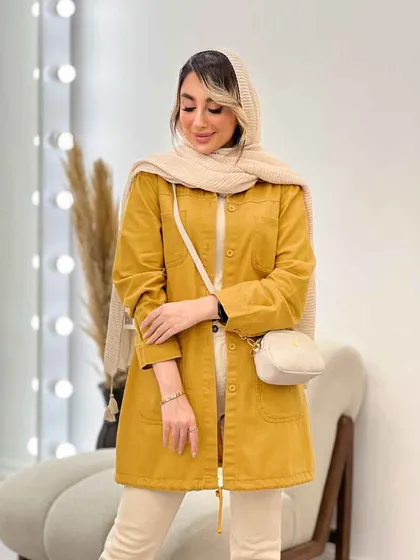 مانتو جین رنگی پایین گت آوا