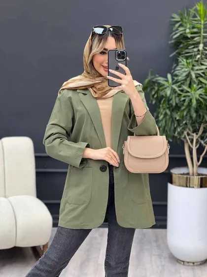 مانتو لینن کتی تک دکمه
