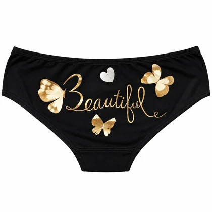 شورت نخی فانتزی مشکی پشت چاپی طرح beautiful سایز 3ایکس
