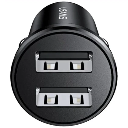 شارژر فندکی یوسامز USAMS مدل CC114 دو پورت USB با جریان 2.4 آمپر