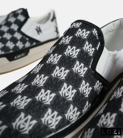 کفش اسنیکرزونس مشکی سفید Amiri Stars Text مدل 6000