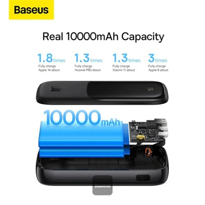 پاوربانک تایپ سی و یو اس بی 20 وات 10000 همراه با کابل لایتنینگ بیسوس PPQD060001