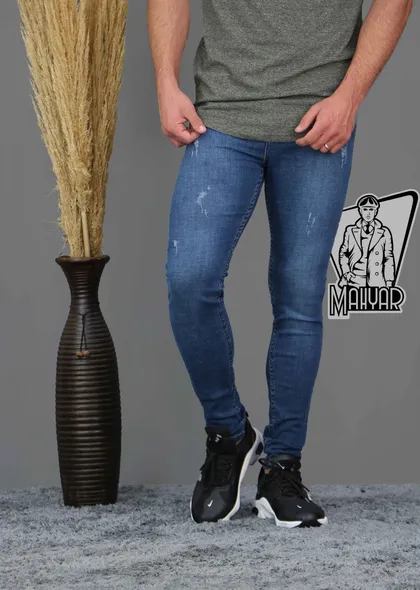 شلوار جین سورمه ای زاپ‌دار