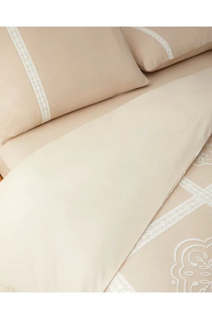 سرویس روتختی یک نفره English Home مدل Serenity Dama پنبه‌ای - کرم