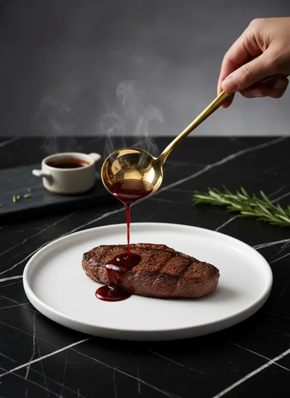 ملاقه سس خوری استیل طلایی