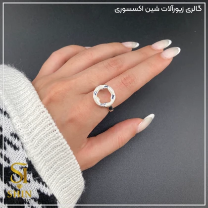 انگشتر زنانه میناکاری شده /ابکاری نقره کد azm15