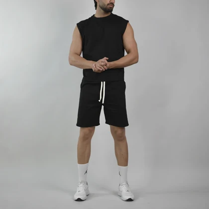 ست رکابی و شلوارک اسپرت بیسیک مدل GF-8301 مشکی