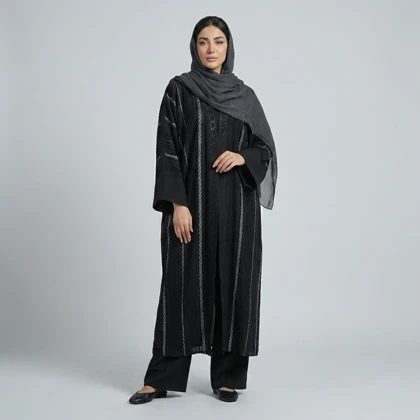 مانتو زنانه عبایی مجلسی راه راه