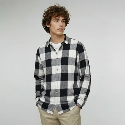 پیراهن آستین بلند چهارخونه ZARA