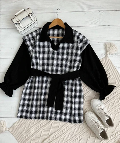 مانتو چهارخونه کشمیر کد 2307