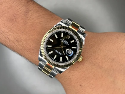ساعت مچی رولکس دیت جاست اویستر سوئیسی سیلورطلایی صفحه مشکی Rolex Datejust