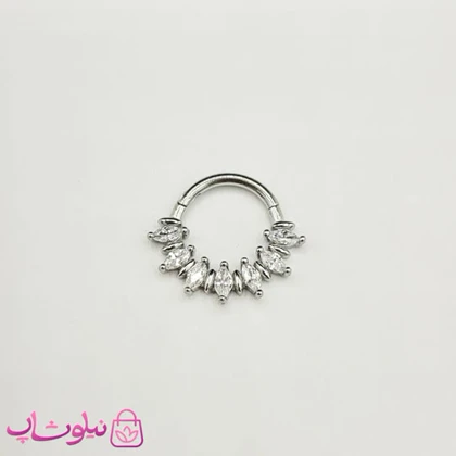 پیرسینگ دیث گوش یا سپتوم بینی مدل نگینهای سفید اشکی کد 399