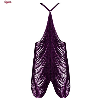 لباس خواب زنانه مدل شهره ریش ریش رنگ بنفش تیره 4438-9726