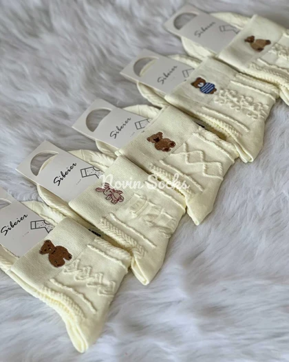 جوراب نیم ساق گلدوزی خرسی