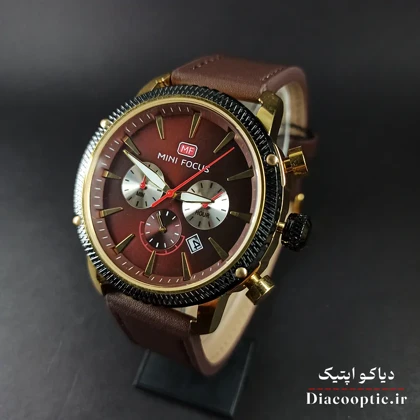 ساعت مچی مردانه اورجینال موتور ژاپن برند مینی فوکوس سه موتور مدل Mf0046G.05 بند چرم