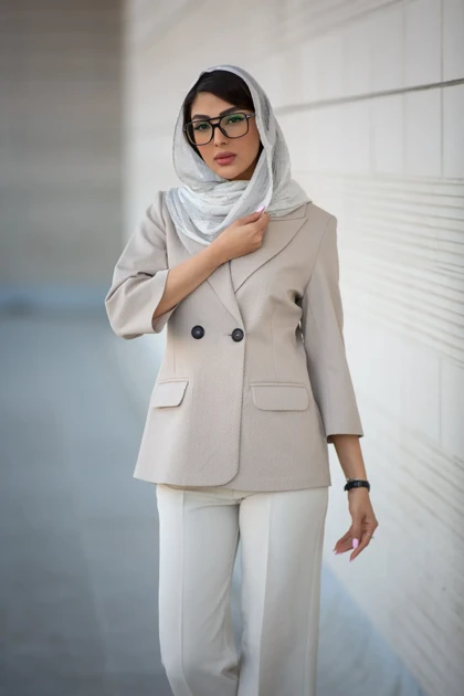 کت زنانه یقه بلیزر آستین 3ربع