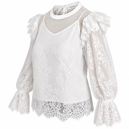 شومیز و تاپ ست متصل مجلسی رنگ سفید بند قابل تنظیم River Island اصل سایز 40 تا 44 کد 3394
