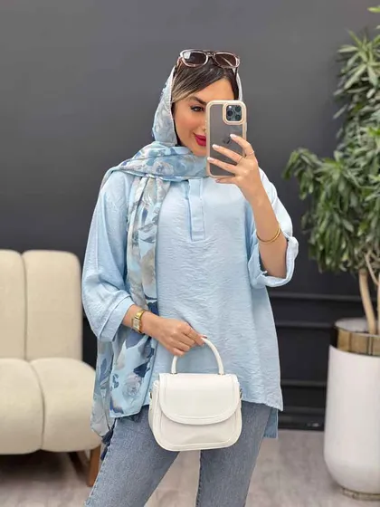 مانتو جلو بسته دکمه مخفی 4965