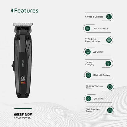 ماشین اصلاح شارژی گرین لاین Green lion مدل GL-TM27 حرفه ای