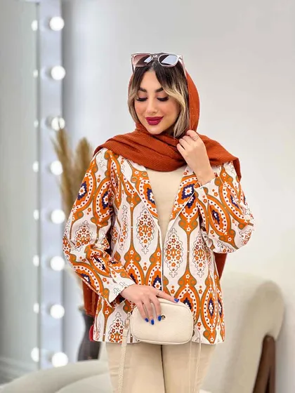 مانتو طرح دار مغزی دوزی