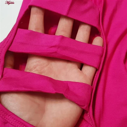 ست تیشرت آستین بلند و شلوارک ورزشی زنانه مدل ریلی رنگ سرخابی کد 5226-696p