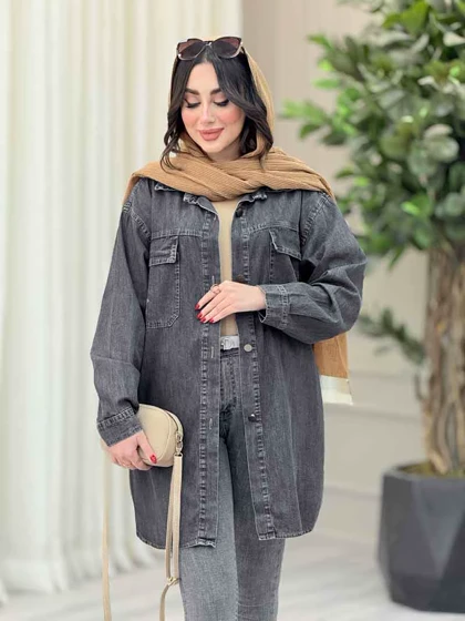 مانتو جین دو جیب پاکتی آنیسا