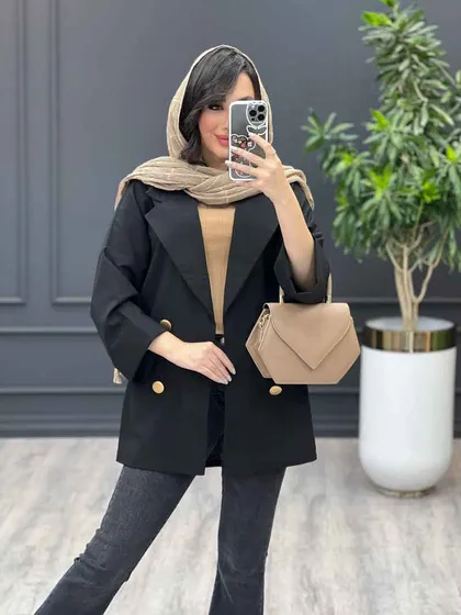 مانتو جلو باز چهاردکمه طلایی