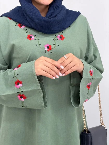 مانتو لینن گلدوزی نرگس کد 7033