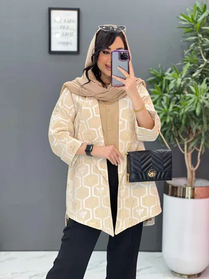مانتو ژاکارد کتی آستین دوبل