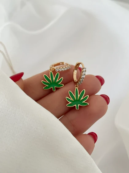 گوشواره برگ سبز ژوپینگ
