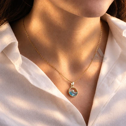گردنبند طرح وال و دریا Swimming Whale Necklace G