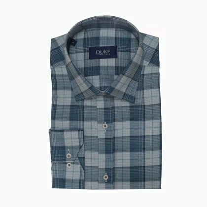 پیراهن آستین بلند یقه کراواتی چهارخونه DUKE