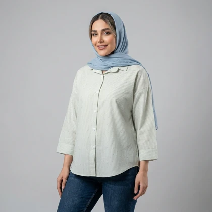 شومیز زنانه راه راه نگین‌دار