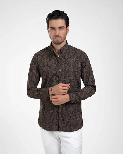 ام کی کالکشن پیراهن آستین بلند mk-22459-brown
