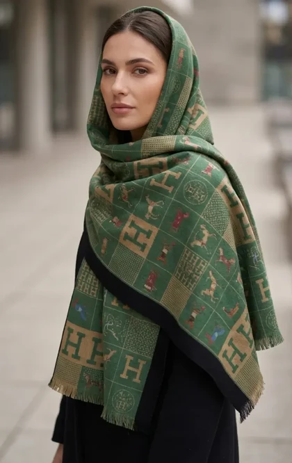 شال بافت طرح هرمس - گرمای لوکس در روزهای سرد