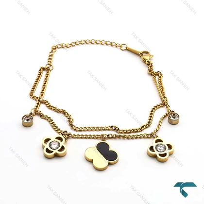 دستبند زنانه ون کلیف طلایی نگین‌دار VanCleef-8322-L