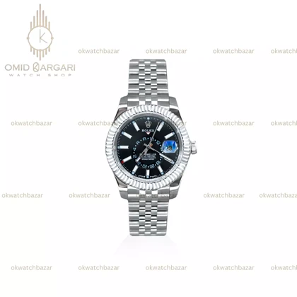 ساعت مچی رولکس اسکای دولر سیلور صفحه مشکی Rolex Dweller