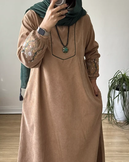 پیراهن مانتویی گندم