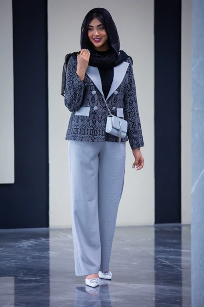 کت شلوار ژاکارد ترکیبی