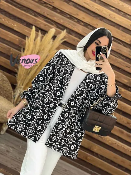 مانتو کتی طرح دار آستین کش