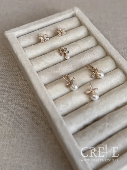 نیم ست ژوپینگ پاپیون مرواریدی