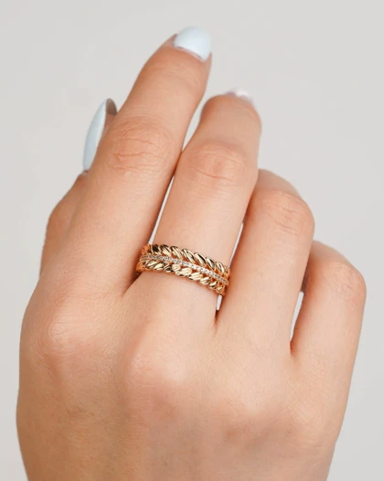 انگشتر نگین‌دار طرح برگ برند ژوپینگ سایز 7