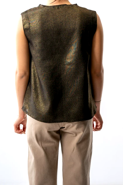 تاپ باکسی زربافت یقه برگردان زنانه