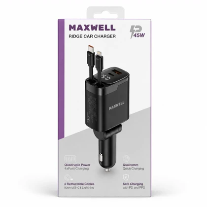 شارژر فندکی 45 وات مکسول Maxwell مدل MW-CCR5129 سری Ridge