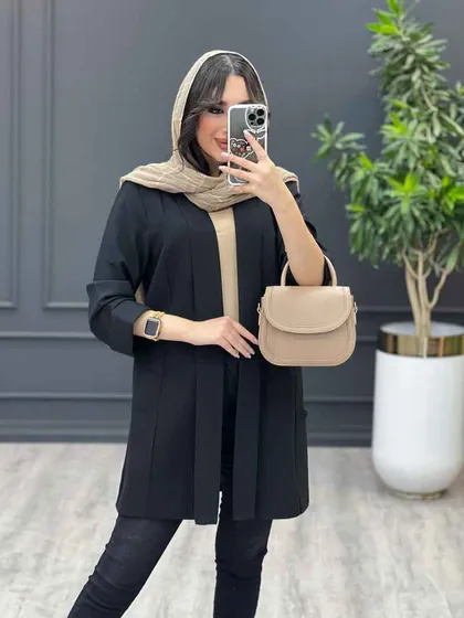 مانتو دو جیب آستین برگردون