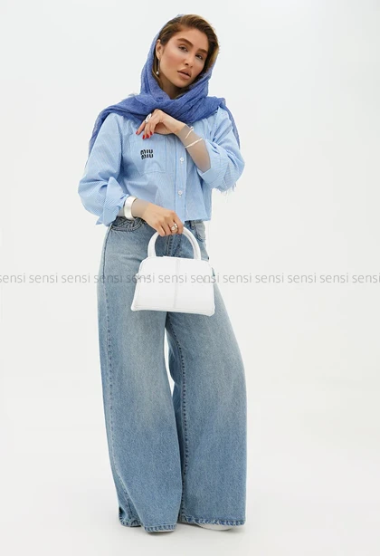 شومیز کراپ راه راه miu-miuکد1005672