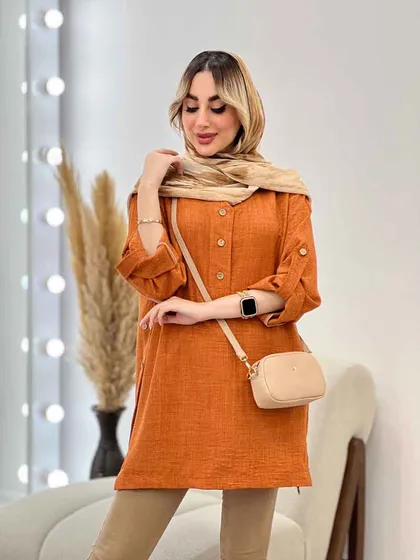 مانتو جلو بسته بغل چهار دکمه