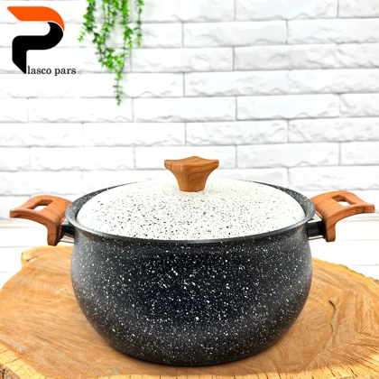 قابلمه 24 دسته چوبی گرانیتی مشکی سفید هاناتک