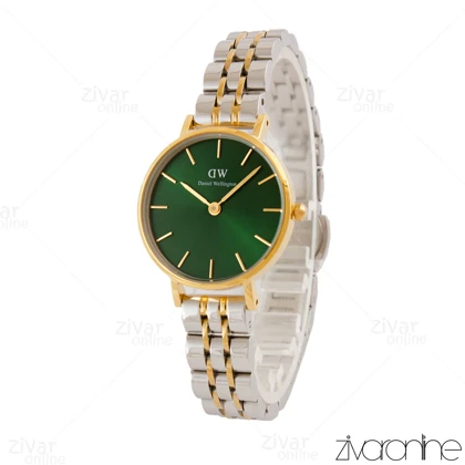 ساعت دنیل ولینگتون زنانه دو رنگ طلایی نقره ای صفحه سبز 104940